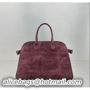 New Fashion The Row Soft Margaux 15 Bag in Suede 1831 Dark Purple 2023