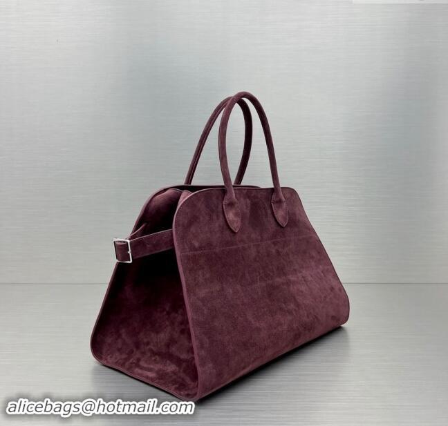 New Fashion The Row Soft Margaux 15 Bag in Suede 1831 Dark Purple 2023