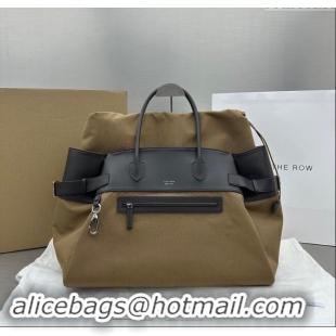 Famous Brand The Row Margaux 17 Inside Out Bag in Leather and Canvas 1835 Black/Brown 2023