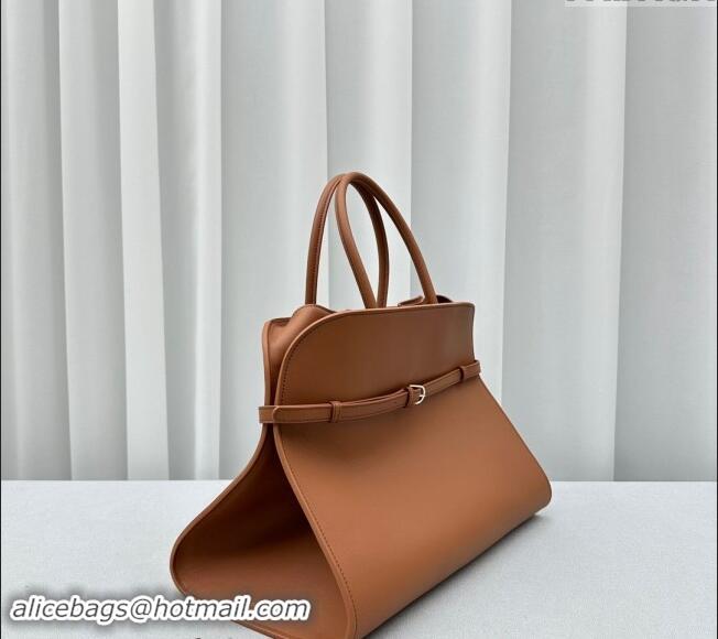 Unique Grade The Row Margaux Belt 15 Tote Bag in Leather 1844 Brown 2024