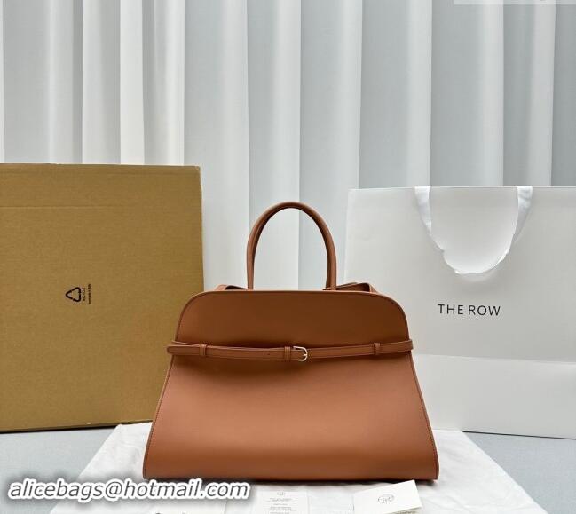 Unique Grade The Row Margaux Belt 15 Tote Bag in Leather 1844 Brown 2024