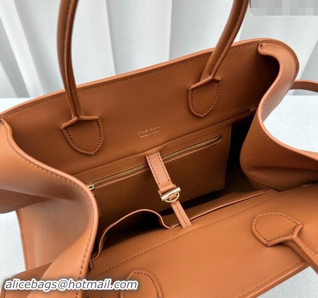 Unique Grade The Row Margaux Belt 15 Tote Bag in Leather 1844 Brown 2024