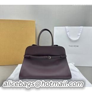 Shop Discount The Row Margaux Belt 15 Tote Bag in Leather 1844 Dark Purple 2024