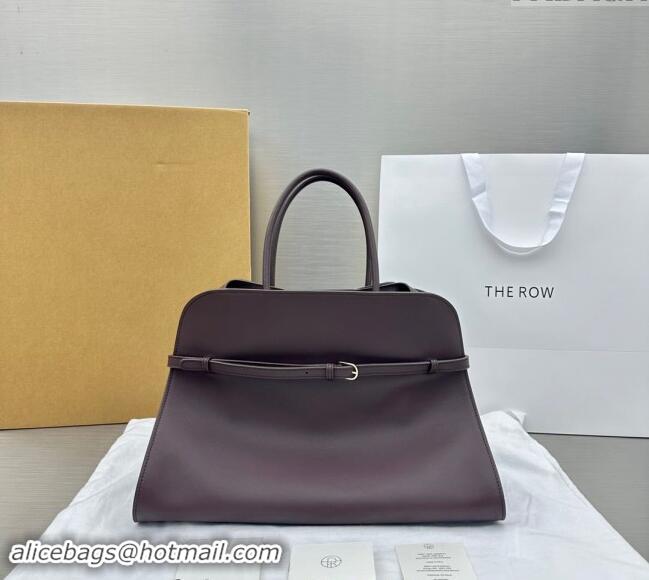 Shop Discount The Row Margaux Belt 15 Tote Bag in Leather 1844 Dark Purple 2024