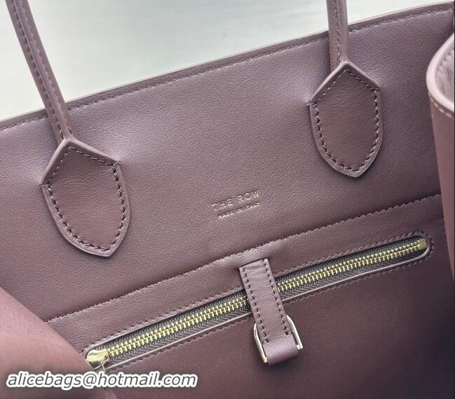 Shop Discount The Row Margaux Belt 15 Tote Bag in Leather 1844 Dark Purple 2024