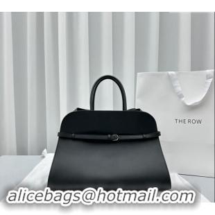 Best Price The Row Margaux Belt 15 Tote Bag in Leather 1844 Black/Silver 2024