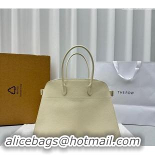 Grade Design The Row Margaux 17 Large Tote Bag in Grained Leather 1831 White 2024