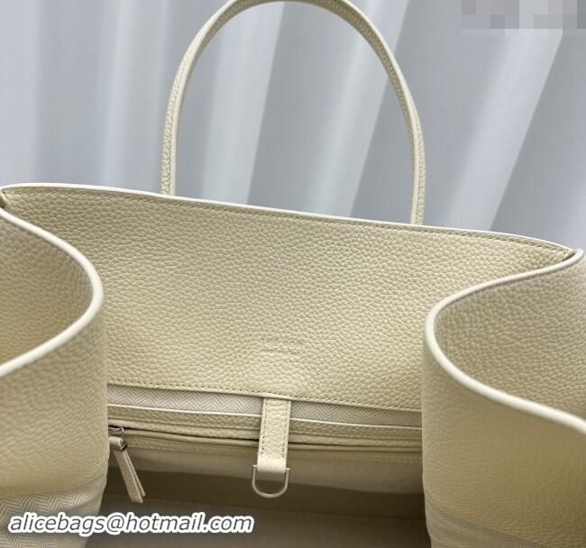 Grade Design The Row Margaux 17 Large Tote Bag in Grained Leather 1831 White 2024