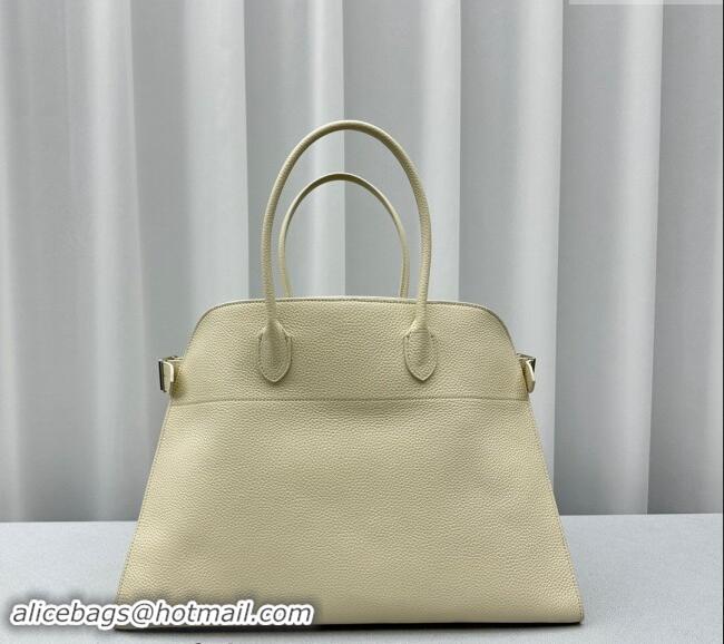 Grade Design The Row Margaux 17 Large Tote Bag in Grained Leather 1831 White 2024