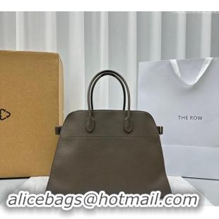 Top Quality The Row Margaux 17 Large Tote Bag in Grained Leather 1831 Elephant Grey 2024