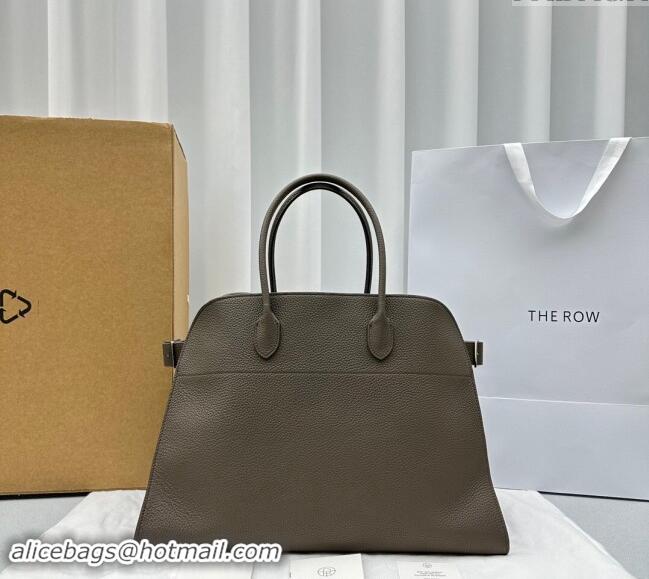 Top Quality The Row Margaux 17 Large Tote Bag in Grained Leather 1831 Elephant Grey 2024