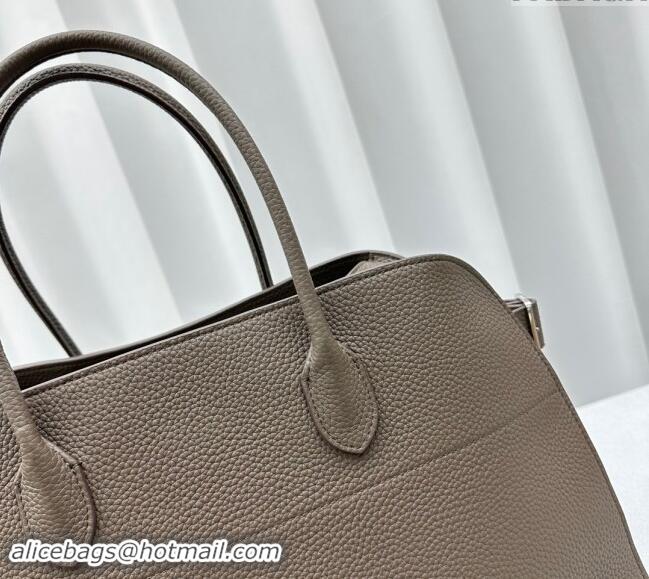 Top Quality The Row Margaux 17 Large Tote Bag in Grained Leather 1831 Elephant Grey 2024