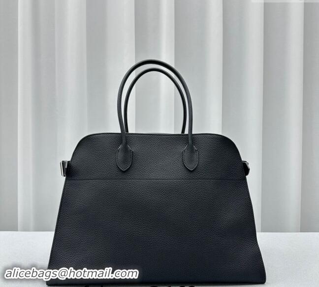 Popular Style The Row Margaux 17 Large Tote Bag in Grained Leather 1831 Black 2024