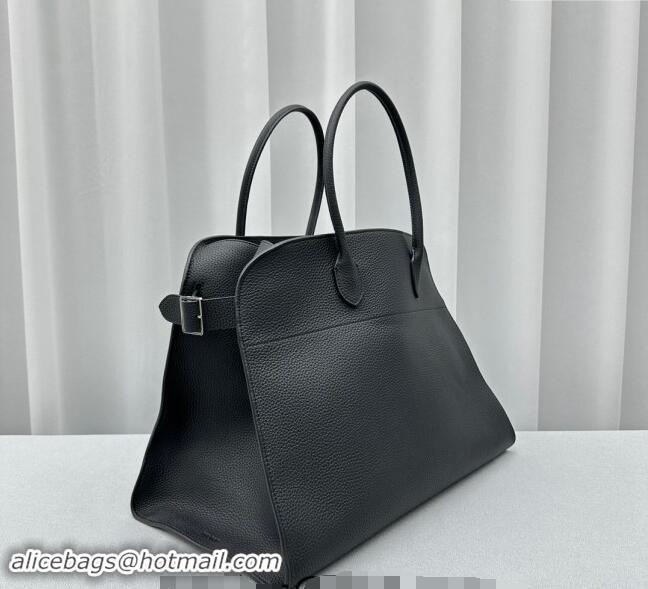 Popular Style The Row Margaux 17 Large Tote Bag in Grained Leather 1831 Black 2024