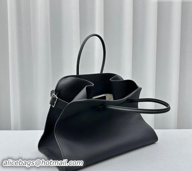 Popular Style The Row Margaux 17 Large Tote Bag in Grained Leather 1831 Black 2024