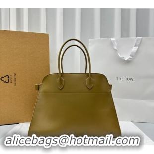 Good Taste The Row Margaux 17 Large Tote Bag in Smooth Leather 1831 Olive Green 2024