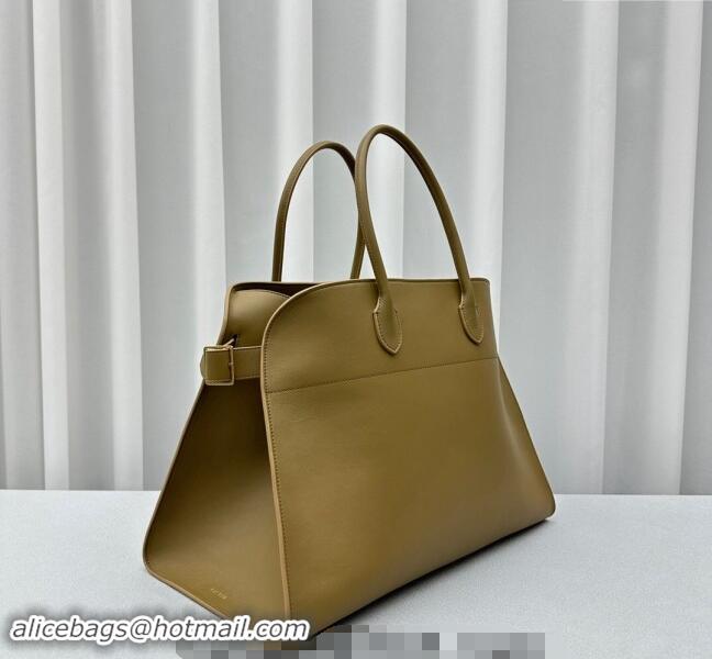 Good Taste The Row Margaux 17 Large Tote Bag in Smooth Leather 1831 Olive Green 2024