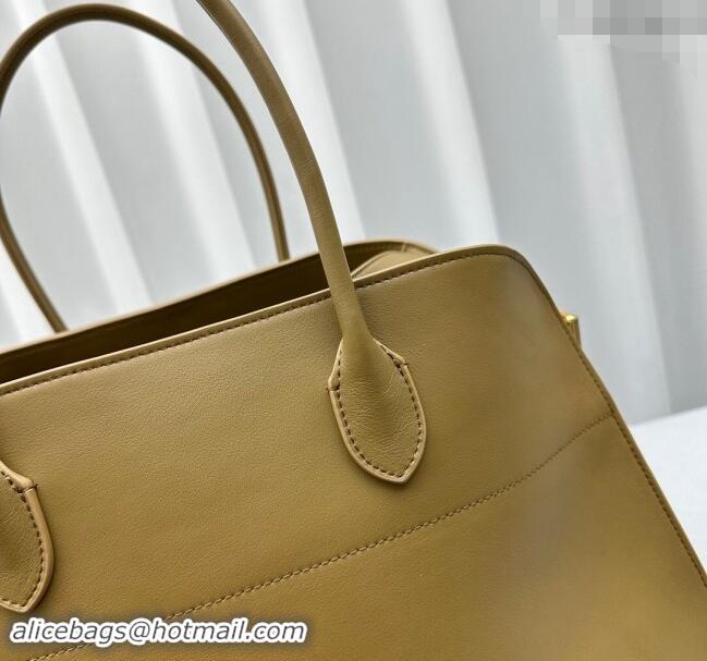 Good Taste The Row Margaux 17 Large Tote Bag in Smooth Leather 1831 Olive Green 2024