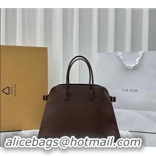 New Design The Row Margaux 17 Large Tote Bag in Smooth Leather 1831 Chocolate 2024