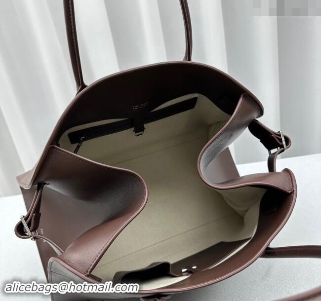 New Design The Row Margaux 17 Large Tote Bag in Smooth Leather 1831 Chocolate 2024