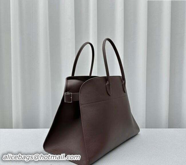 New Design The Row Margaux 17 Large Tote Bag in Smooth Leather 1831 Chocolate 2024