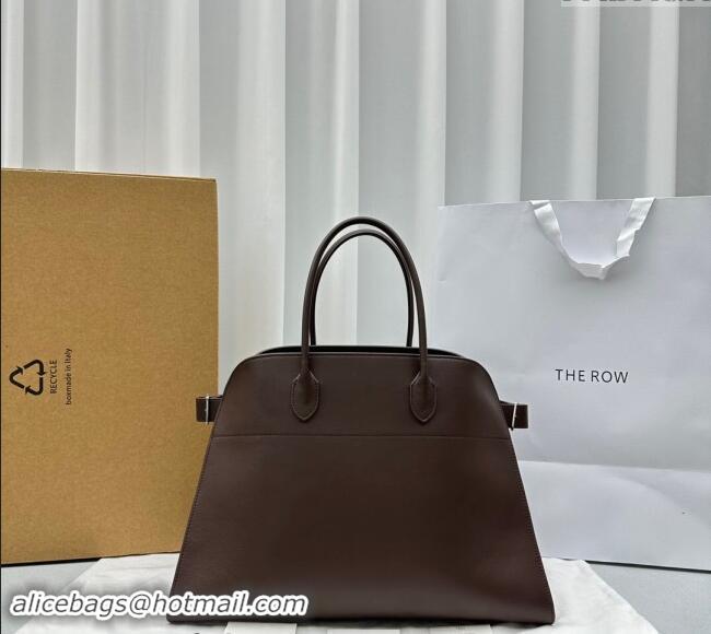 New Design The Row Margaux 17 Large Tote Bag in Smooth Leather 1831 Chocolate 2024