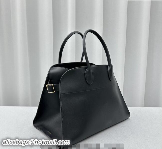 Well Crafted The Row Margaux 17 Large Tote Bag in Smooth Leather 1831 Black 2024