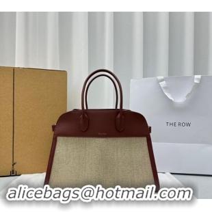 Noble Grade The Row Margaux 15 Medium Tote Bag in Canvas and Leather 1831 Burgundy 2024