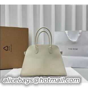 Most Popular The Row Margaux 15 Medium Tote Bag in Lichee-Grained Leather 1831 White 2024