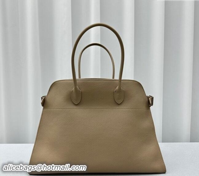 Good Product The Row Margaux 15 Medium Tote Bag in Lichee-Grained Leather 1831 Beige 2024