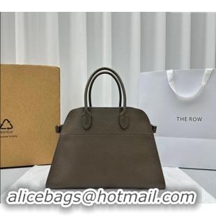 Buy Classic The Row Margaux 15 Medium Tote Bag in Lichee-Grained Leather 1831 Elephant Grey 2024