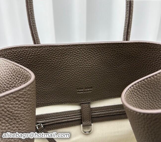 Buy Classic The Row Margaux 15 Medium Tote Bag in Lichee-Grained Leather 1831 Elephant Grey 2024