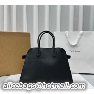 Fashion Luxury The Row Margaux 15 Medium Tote Bag in Grained Leather 1831 Black 2024