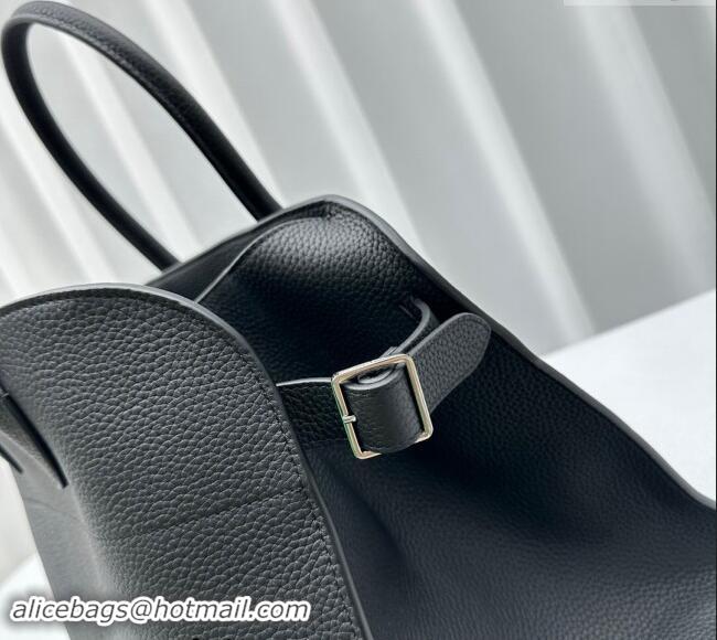 Fashion Luxury The Row Margaux 15 Medium Tote Bag in Grained Leather 1831 Black 2024