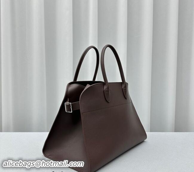 Well Crafted The Row Margaux 15 Medium Tote Bag in Smooth Leather 1831 Chocolate 2024