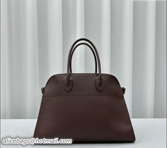 Well Crafted The Row Margaux 15 Medium Tote Bag in Smooth Leather 1831 Chocolate 2024