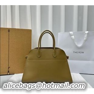 Big Discount The Row Margaux 15 Medium Tote Bag in Smooth Leather 1831 Olive Green 2024