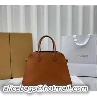 Luxury Discount The Row Margaux 15 Medium Tote Bag in Calf Leather 1831 Brown 2024