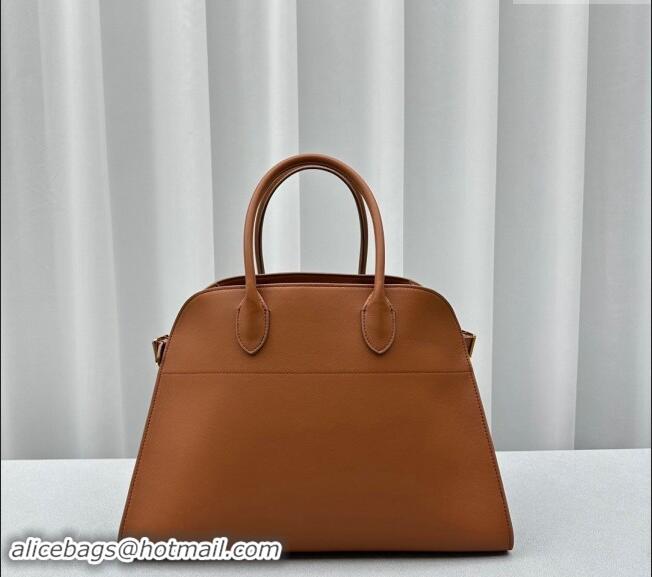 Luxury Discount The Row Margaux 15 Medium Tote Bag in Calf Leather 1831 Brown 2024