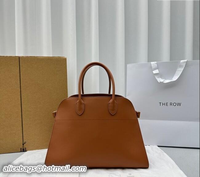 Luxury Discount The Row Margaux 15 Medium Tote Bag in Calf Leather 1831 Brown 2024