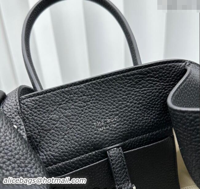 Promotional The Row Margaux 10 Small Tote Bag in Lichee-Grained Leather 1831 Black 2024