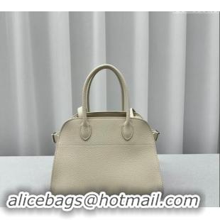 Famous Brand The Row Margaux 10 Small Tote Bag in Lichee-Grained Leather 1831 White 2024