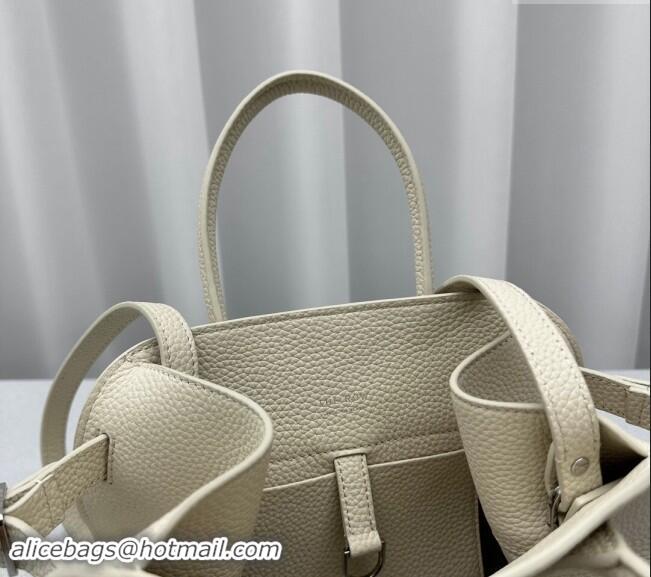 Famous Brand The Row Margaux 10 Small Tote Bag in Lichee-Grained Leather 1831 White 2024