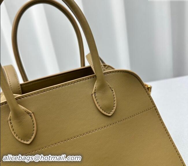 Youthful The Row Margaux 10 Small Tote Bag in Smooth Leather 1831 Olive Green 2024