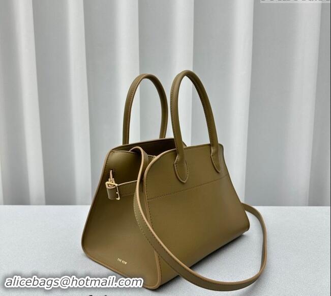 Youthful The Row Margaux 10 Small Tote Bag in Smooth Leather 1831 Olive Green 2024