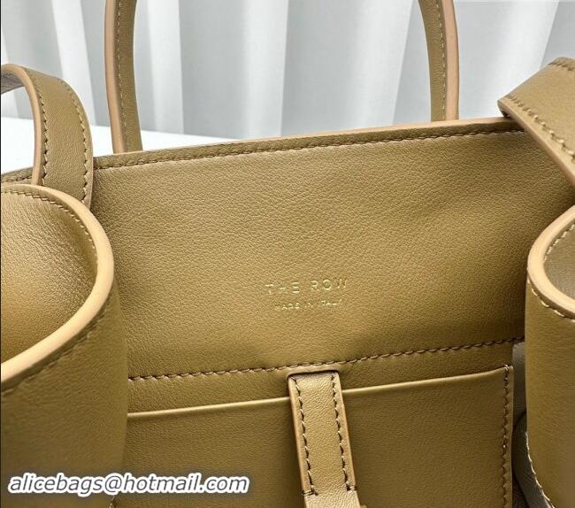 Youthful The Row Margaux 10 Small Tote Bag in Smooth Leather 1831 Olive Green 2024