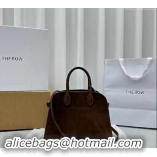 Top Quality The Row Margaux 12 Tote Bag in Suede 1833 Dark Brown 2024