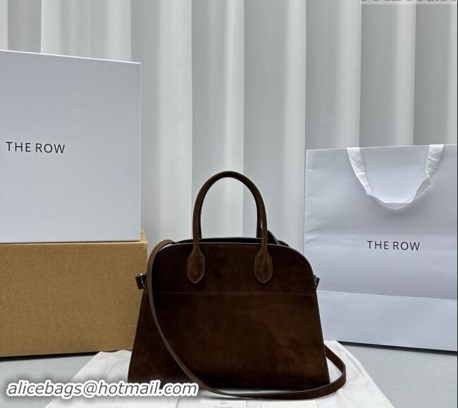 Top Quality The Row Margaux 12 Tote Bag in Suede 1833 Dark Brown 2024