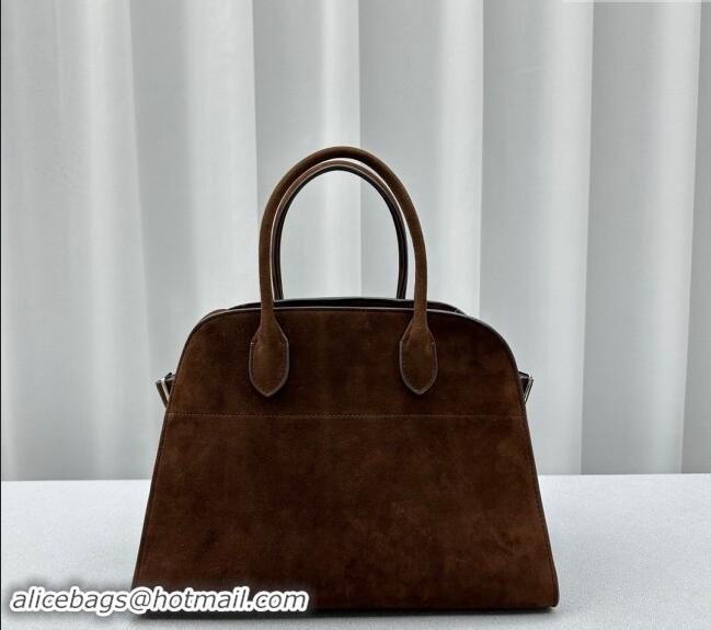 Top Quality The Row Margaux 12 Tote Bag in Suede 1833 Dark Brown 2024