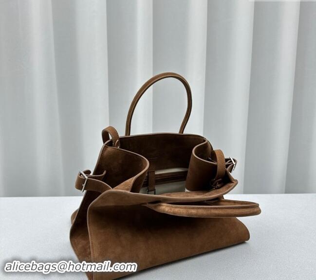 Original Cheap The Row Margaux 12 Tote Bag in Suede 1833 Caramel Brown 2024